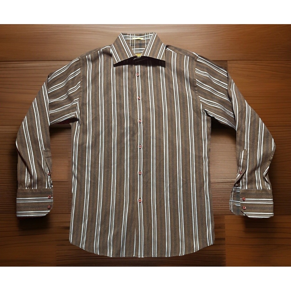 Roar Long Sleeve Shirt Mens‎ Medium Button Up Stripes Cowboy Casual